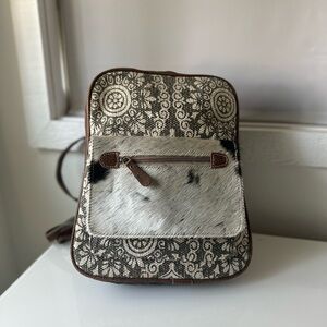 Myra Bag Clique Upcycled Canvas & Cowhide Backpack
